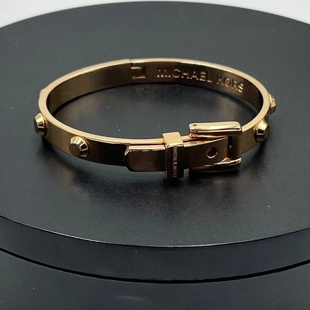 Michael Kors Designer Astor Rose Gold Buckle Closure Bangle Bracelet